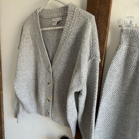 New Sincerely Jules Knit Lounge Set Button Crop Cardigan Sweater & Pants XS - Picture 4 of 16